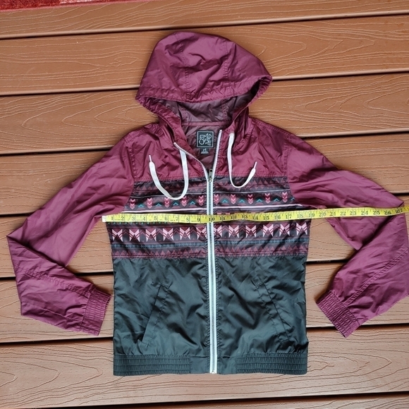 Y2K Empyre Jacket Purple Aztec Windbreaker Full Zip Hooded Coat Women's Med VTG - Picture 6 of 9